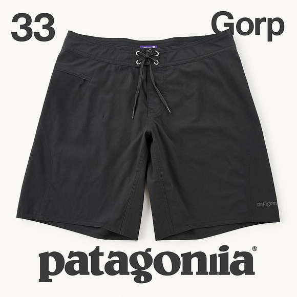Patagonia Board Shorts Men 33 Black Swim Surf 11" Inseam Drawstring Nylon - Picture 1 of 12